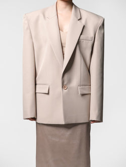OVERSIZED SQUARE SHOULDER TWILL BLAZER
