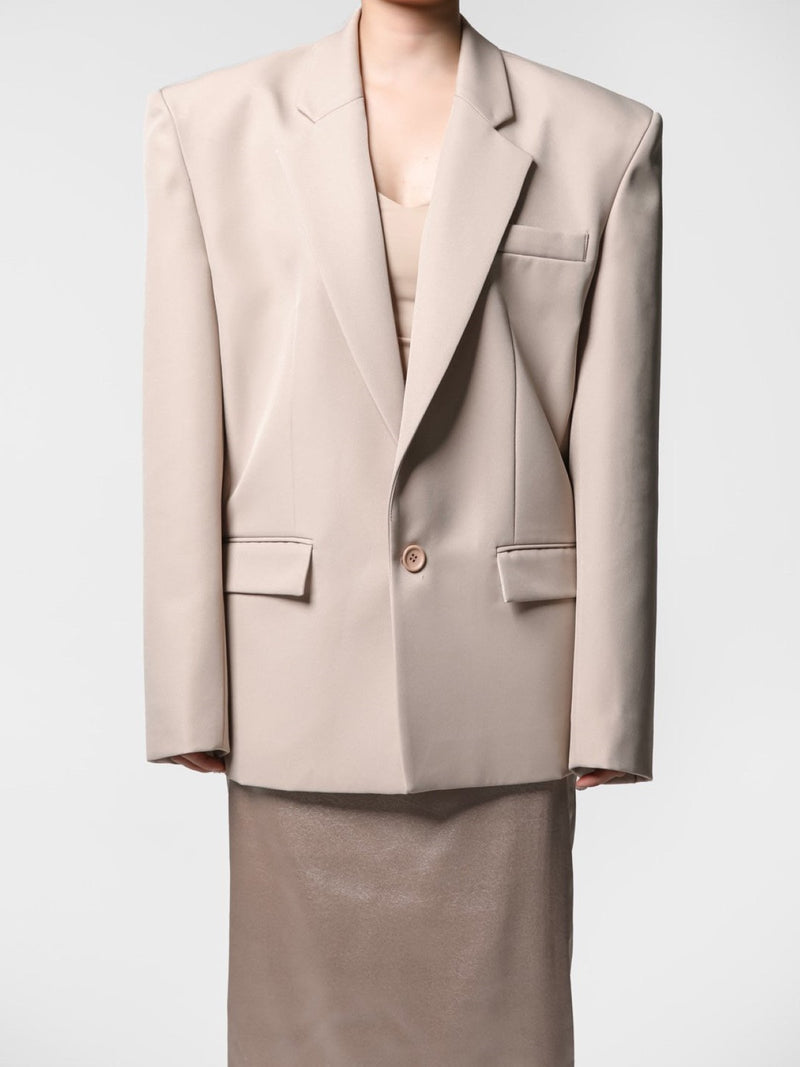 OVERSIZED SQUARE SHOULDER TWILL BLAZER