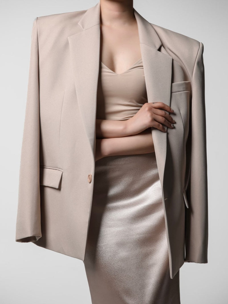 OVERSIZED SQUARE SHOULDER TWILL BLAZER