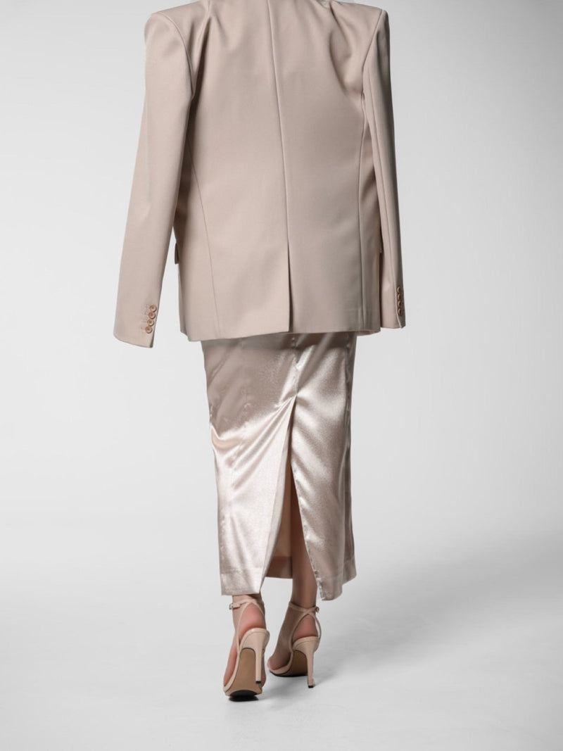 OVERSIZED SQUARE SHOULDER TWILL BLAZER