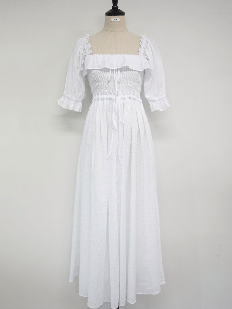OFF SHOULDER SQUARE NECK RUCHED DRESS