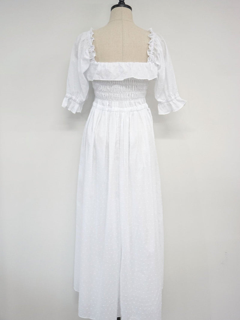 OFF SHOULDER SQUARE NECK RUCHED DRESS