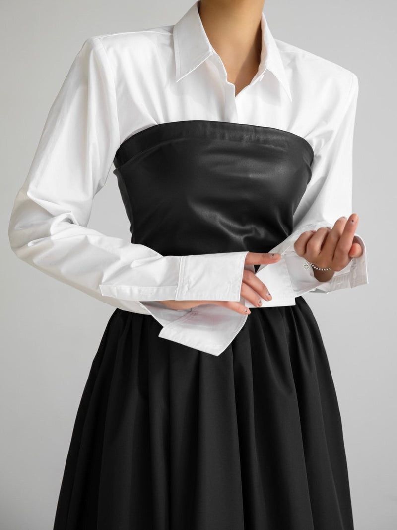 OFF SHOULDER VEGAN LEATHER TUBE TOP