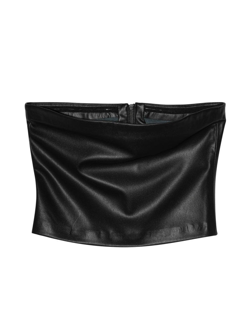 OFF SHOULDER VEGAN LEATHER TUBE TOP