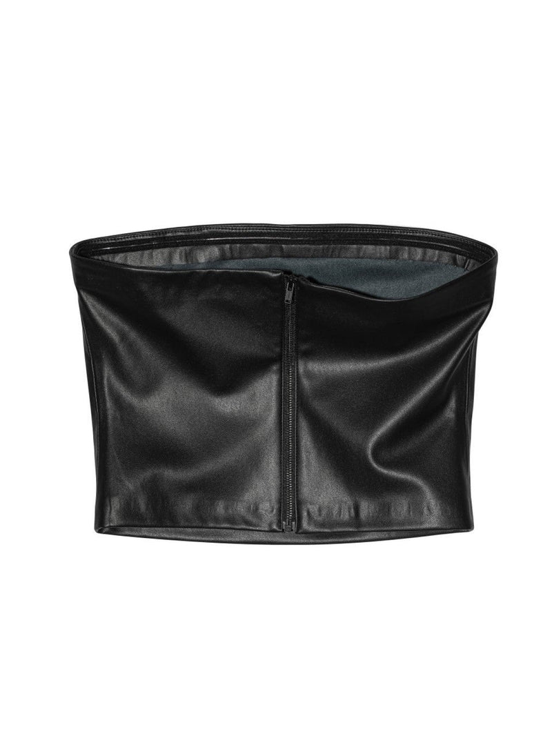 OFF SHOULDER VEGAN LEATHER TUBE TOP