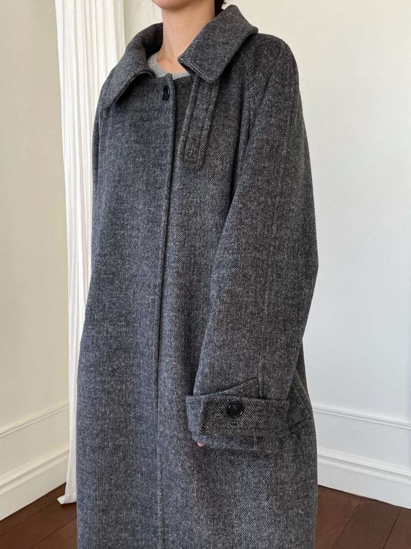 ONE BUTTON WOOL MAXI COAT