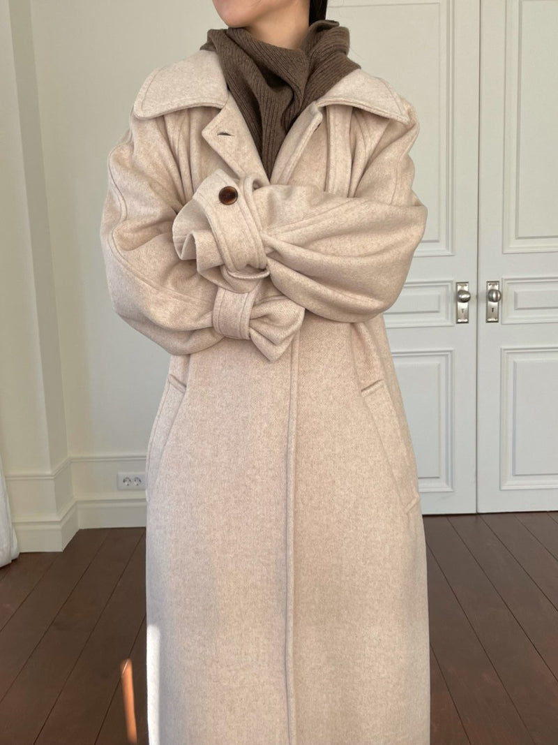 ONE BUTTON WOOL MAXI COAT