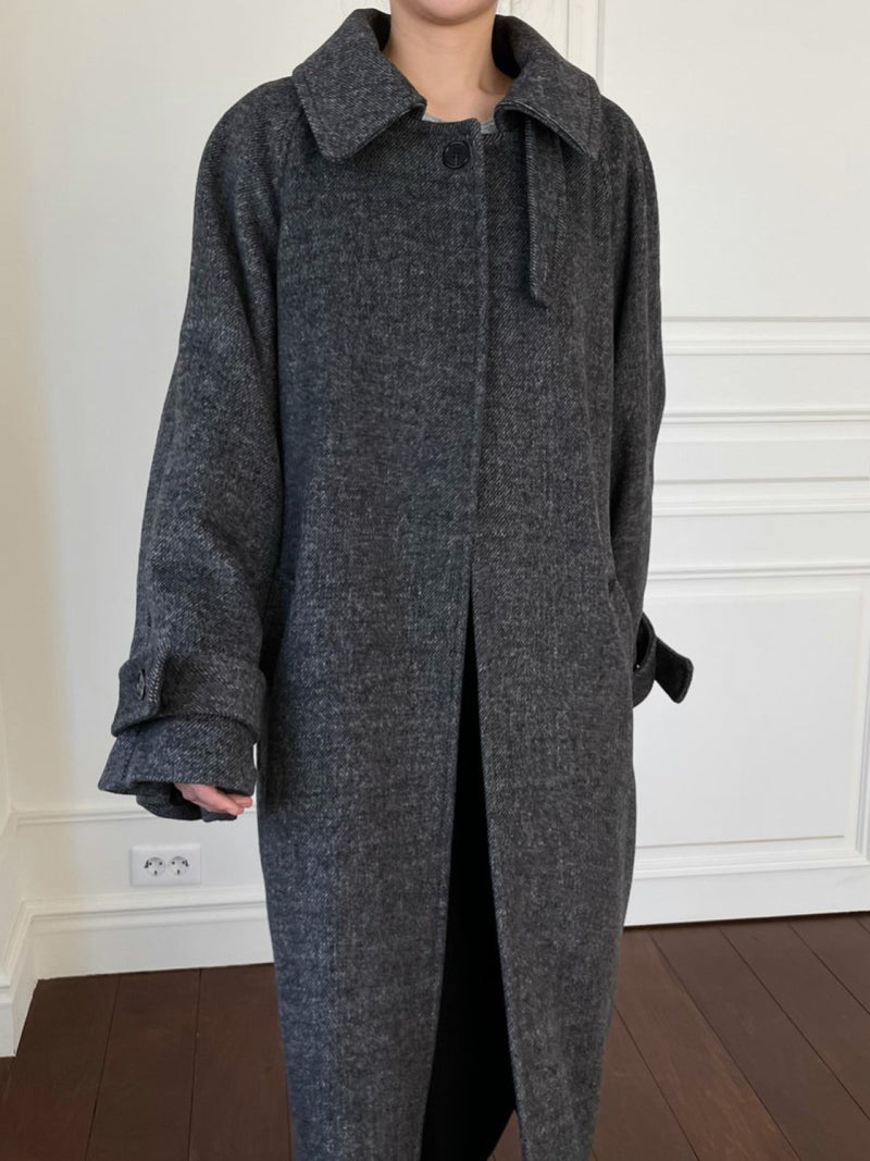 ONE BUTTON WOOL MAXI COAT