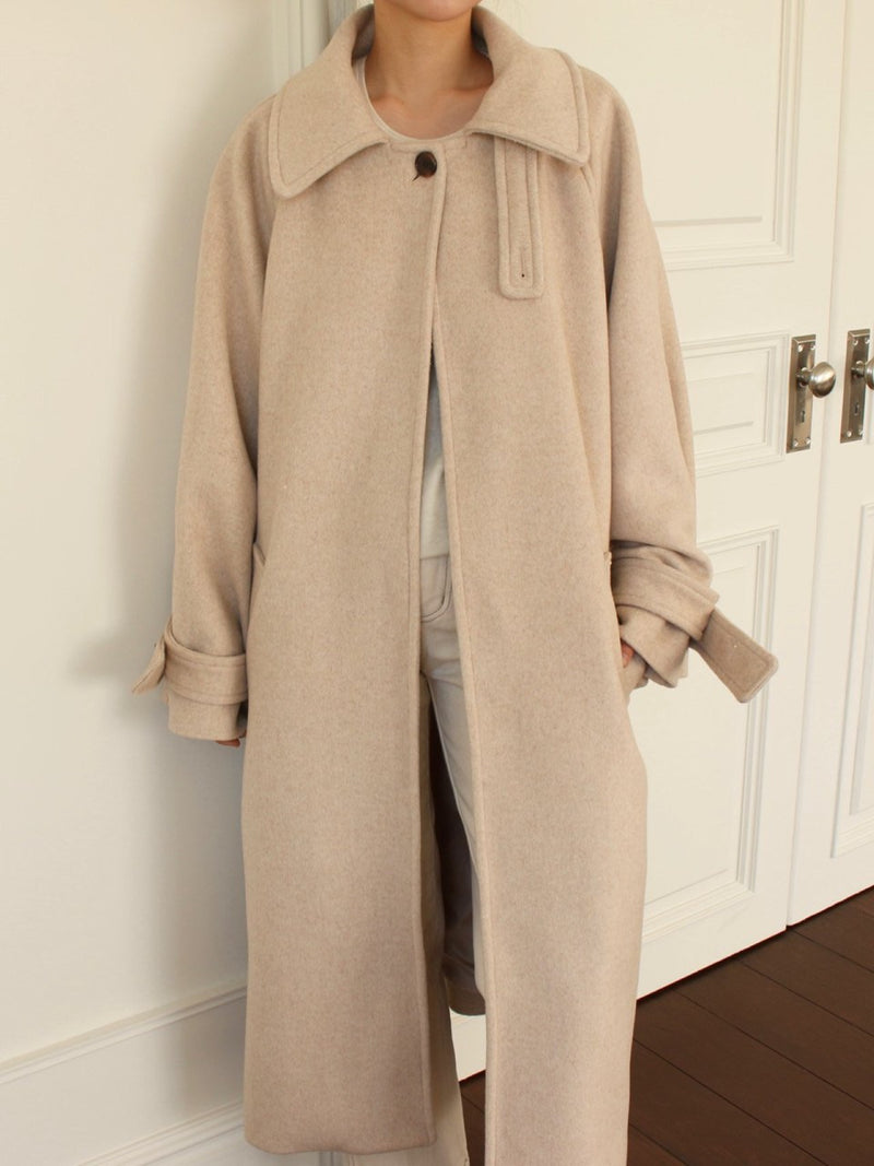 ONE BUTTON WOOL MAXI COAT