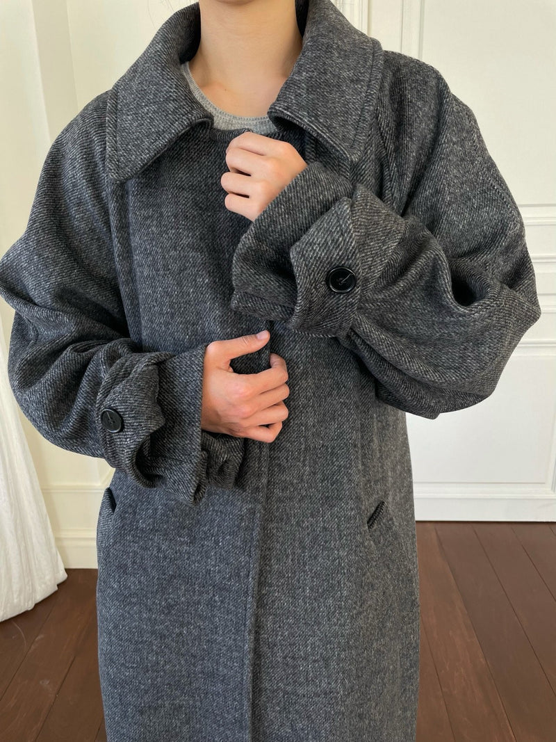 ONE BUTTON WOOL MAXI COAT