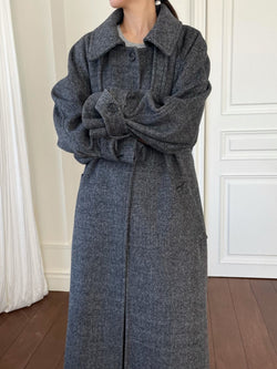 ONE BUTTON WOOL MAXI COAT