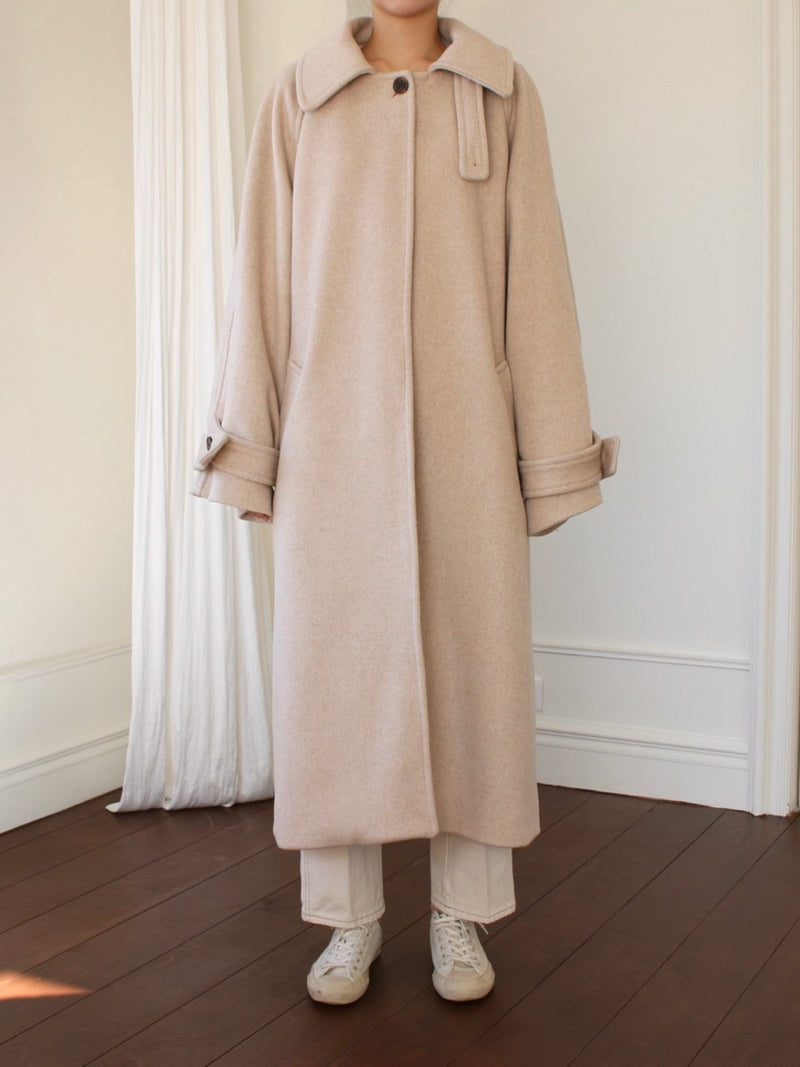 ONE BUTTON WOOL MAXI COAT