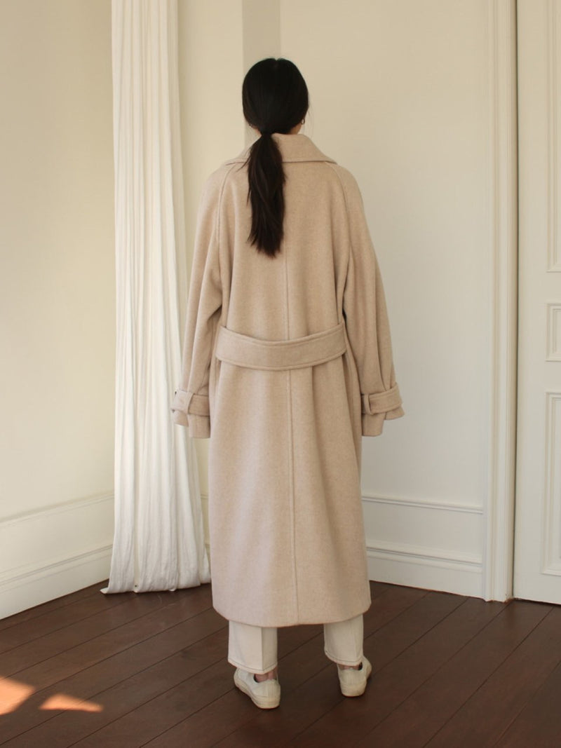 ONE BUTTON WOOL MAXI COAT