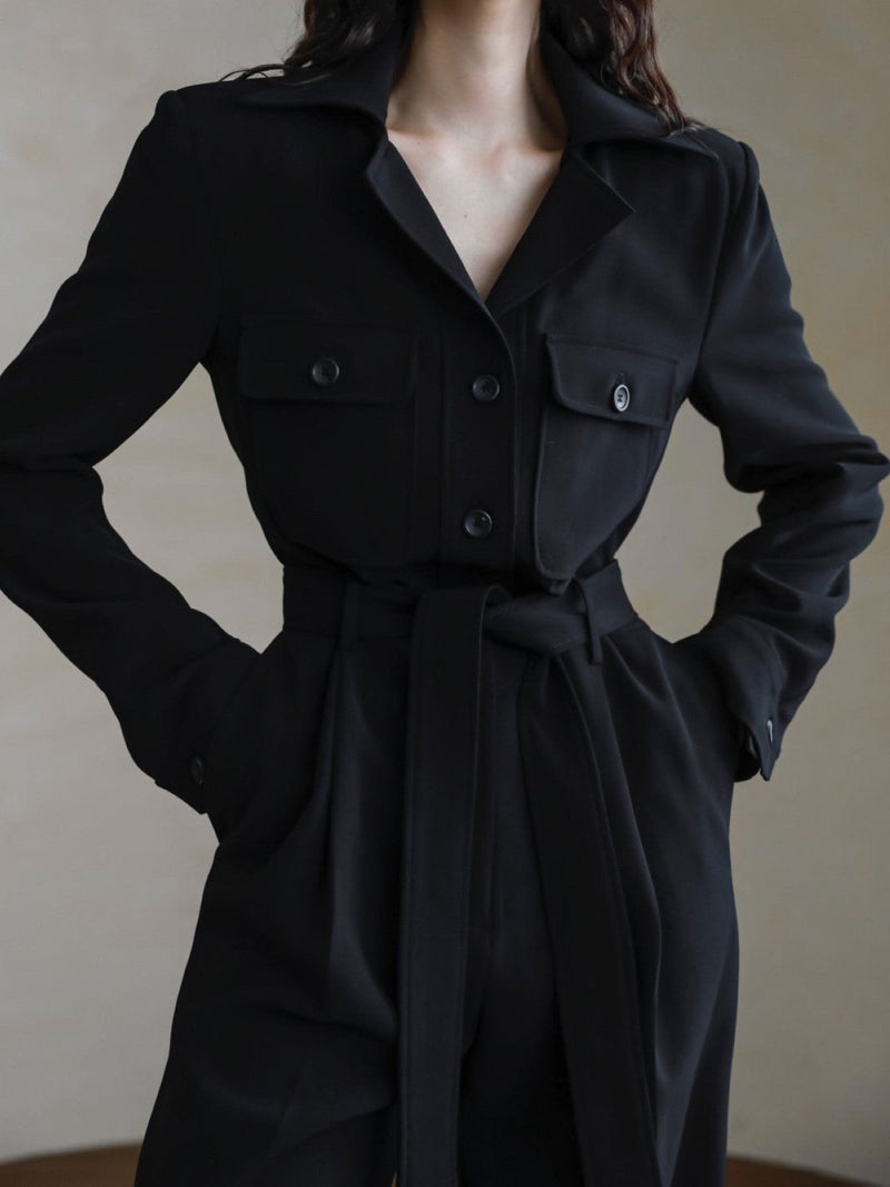 OPEN COLLAR BUTTON DETAIL JUMPSUIT