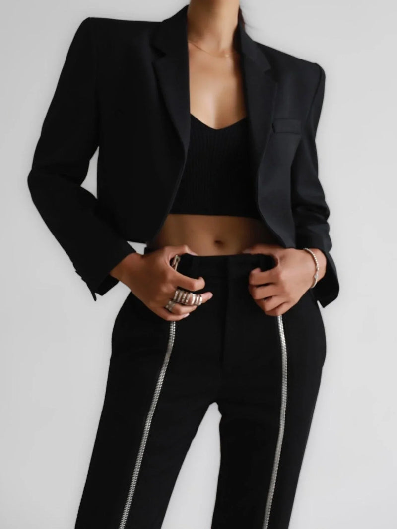 OPEN FRONT CROPPED BLAZER