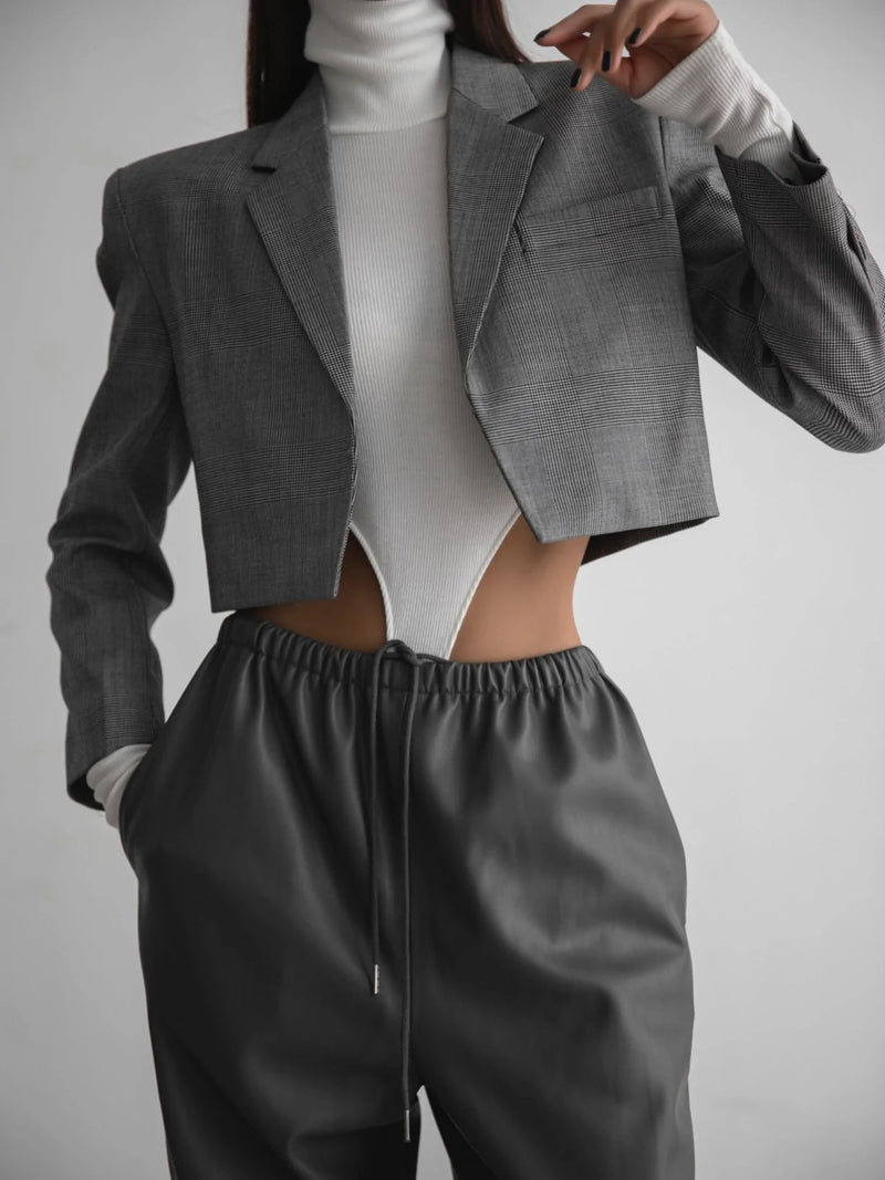 OPEN FRONT CROPPED BLAZER