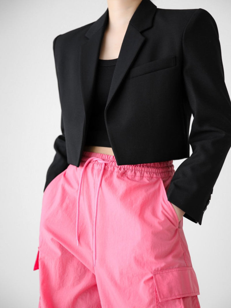 OPEN FRONT CROPPED BLAZER