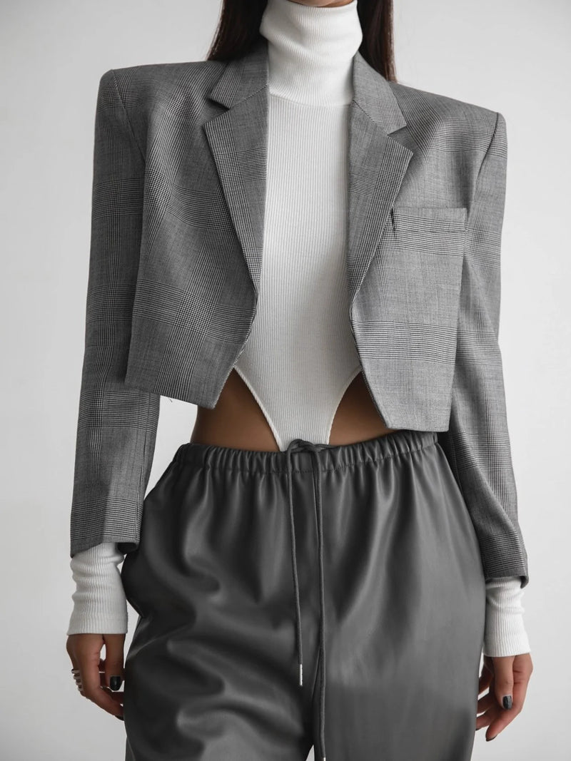 OPEN FRONT CROPPED BLAZER