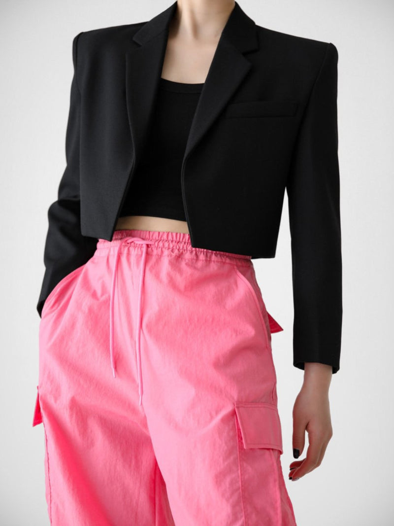 OPEN FRONT CROPPED BLAZER