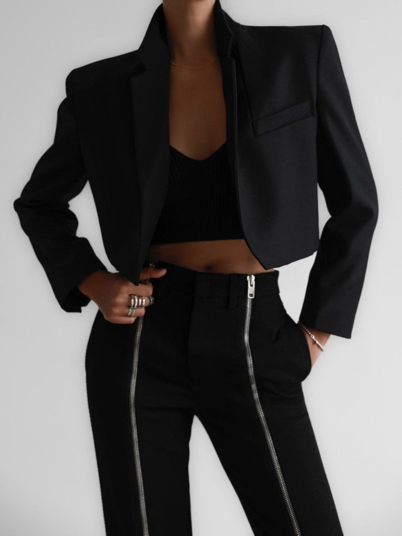 OPEN FRONT CROPPED BLAZER