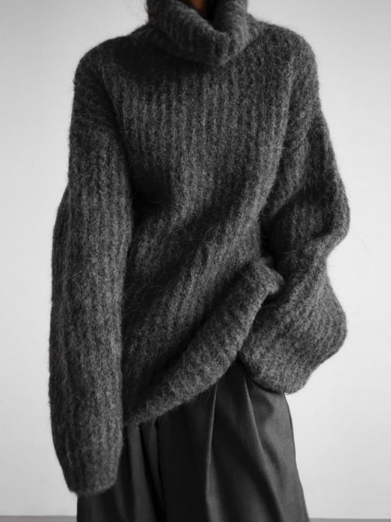 OVERSIZED ALPACA RIBBED TURTLENECK