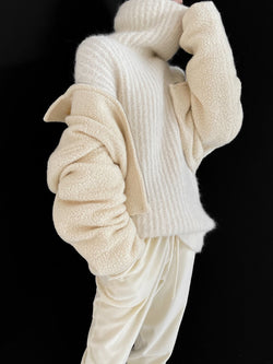 OVERSIZED ALPACA RIBBED TURTLENECK