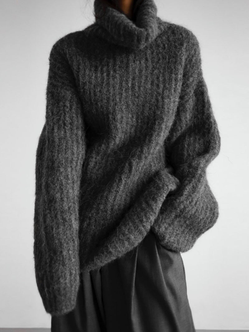 OVERSIZED ALPACA RIBBED TURTLENECK