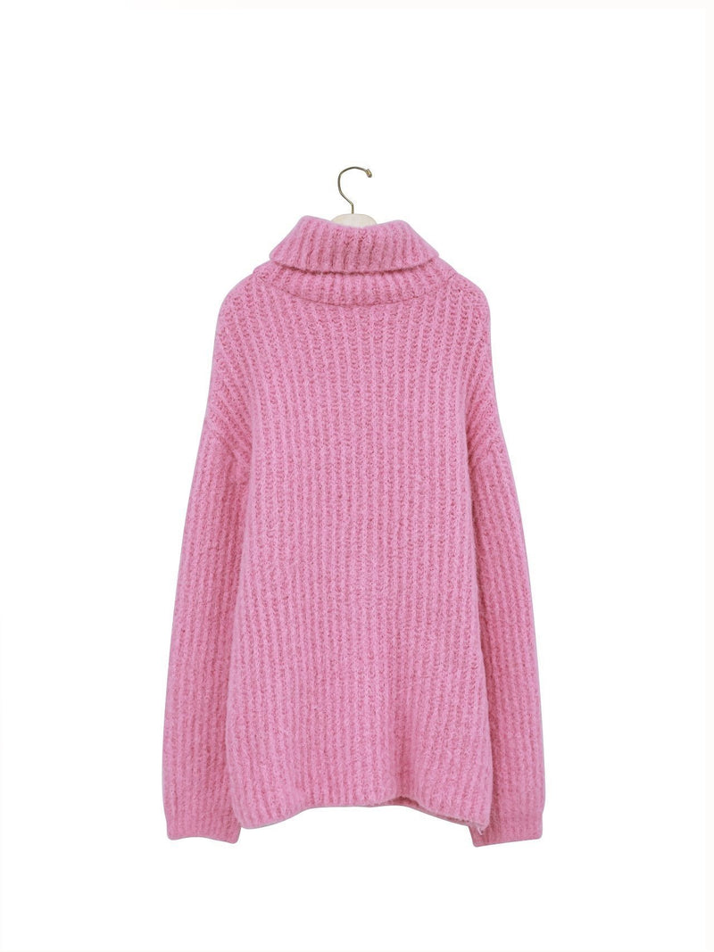 OVERSIZED ALPACA RIBBED TURTLENECK