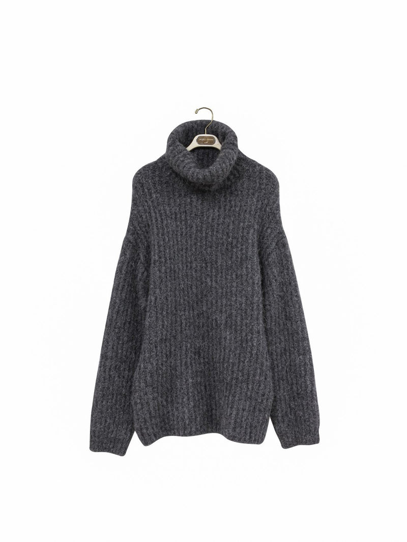 OVERSIZED ALPACA RIBBED TURTLENECK