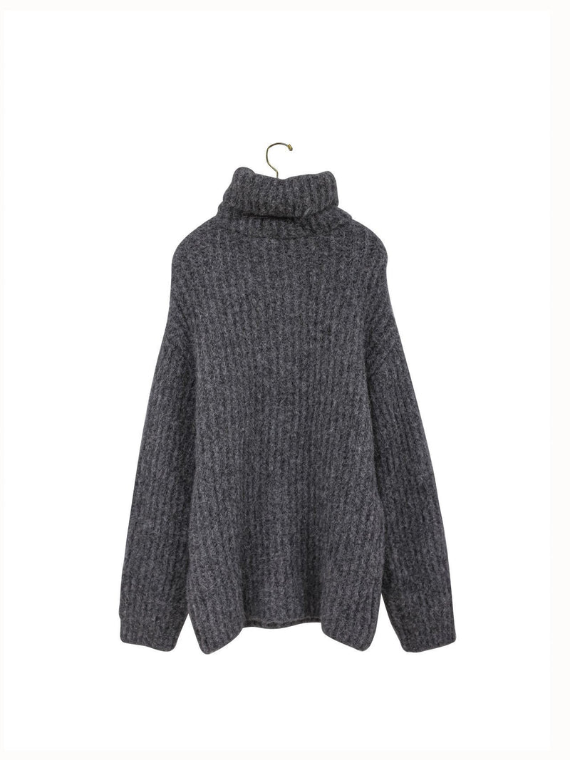 OVERSIZED ALPACA RIBBED TURTLENECK