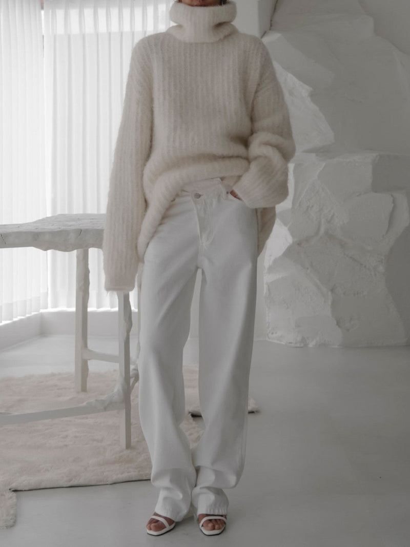 OVERSIZED ALPACA RIBBED TURTLENECK