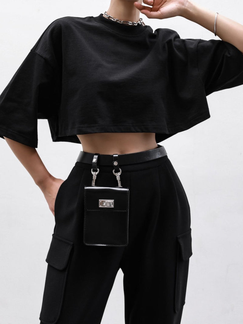 OVERSIZED CROPPED CREWNECK T-SHIRT