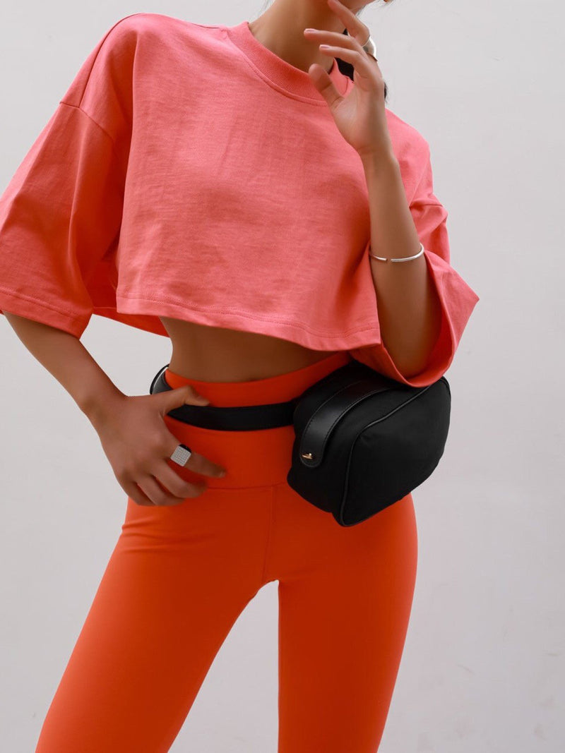 OVERSIZED CROPPED CREWNECK T-SHIRT