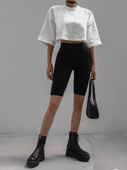 OVERSIZED CROPPED CREWNECK T-SHIRT