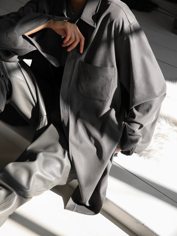 OVERSIZED CUPRO BUTTON DOWN SHIRT