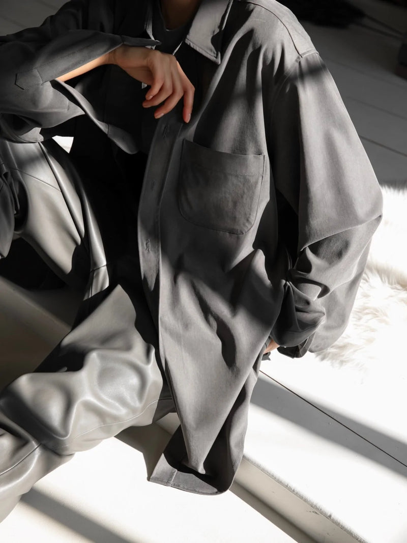 OVERSIZED CUPRO BUTTON DOWN SHIRT
