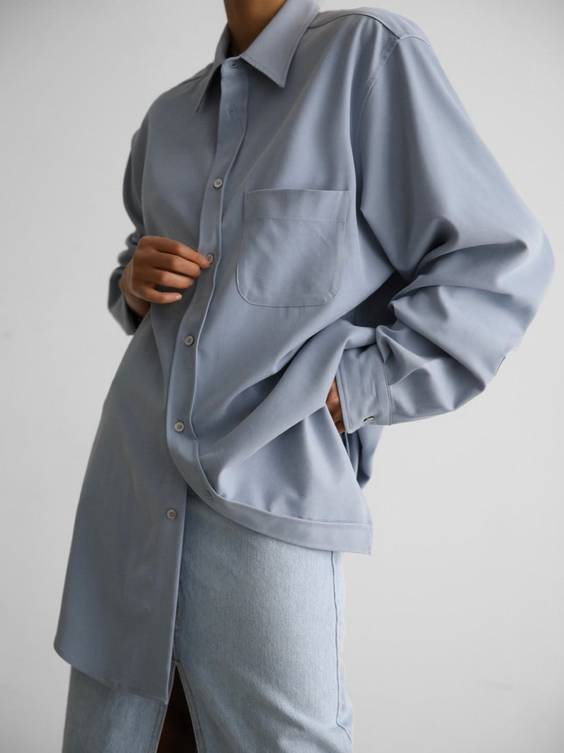 OVERSIZED CUPRO BUTTON DOWN SHIRT