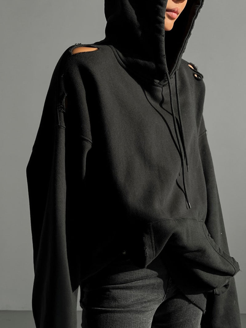 OVERSIZED CUTTED DETAIL HOODIE