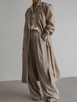 OVERSIZED DOUBLE BREASTED VEGAN LEATHER TRENCH