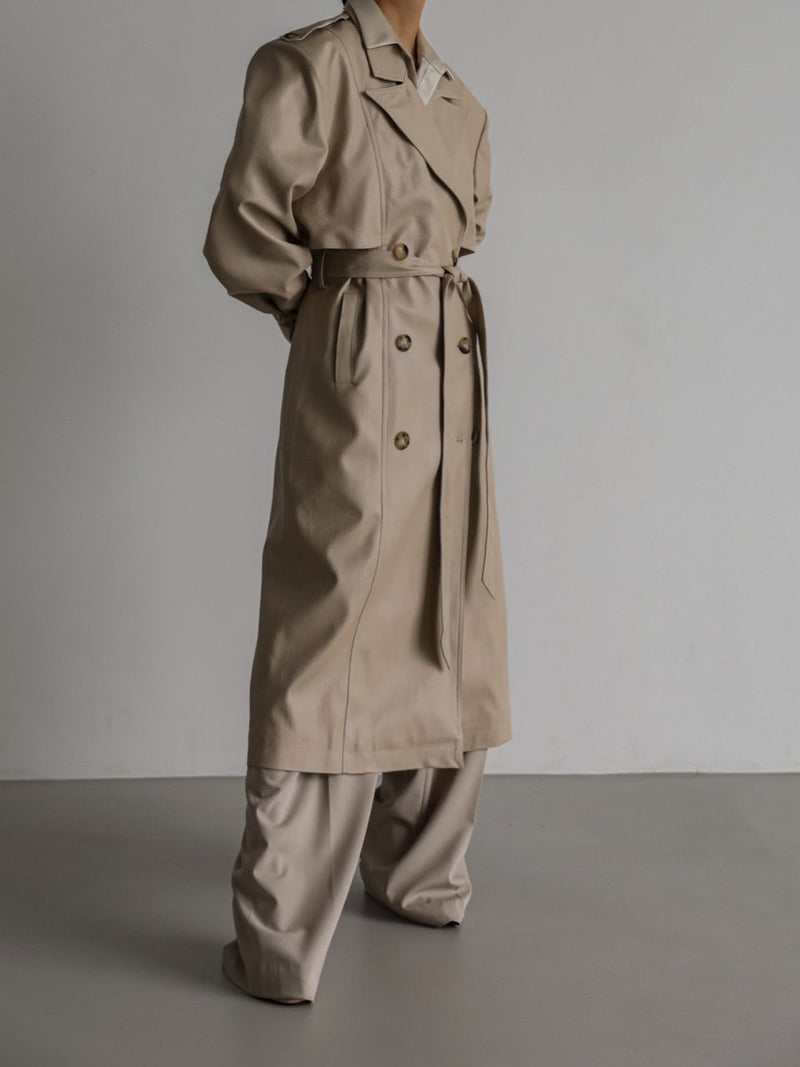 OVERSIZED DOUBLE BREASTED VEGAN LEATHER TRENCH