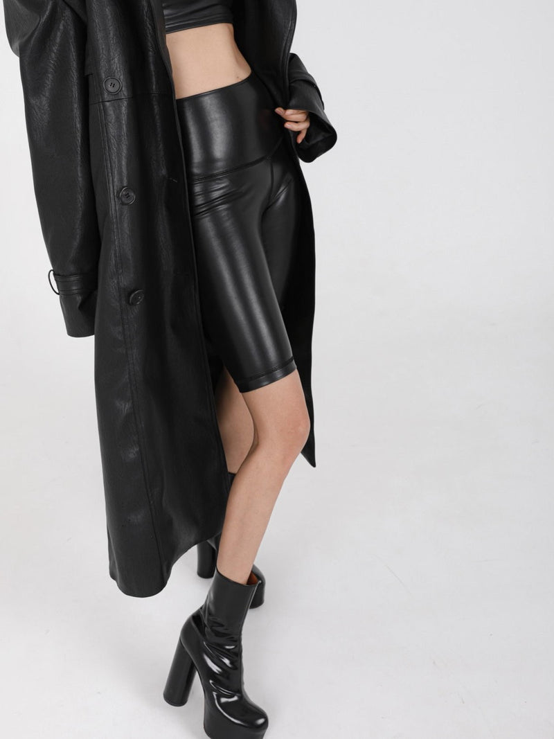 OVERSIZED DOUBLE BREASTED VEGAN LEATHER TRENCH