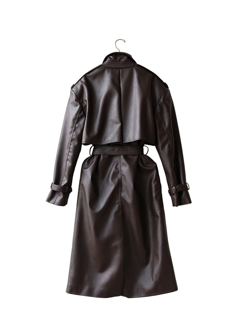 OVERSIZED DOUBLE BREASTED VEGAN LEATHER TRENCH