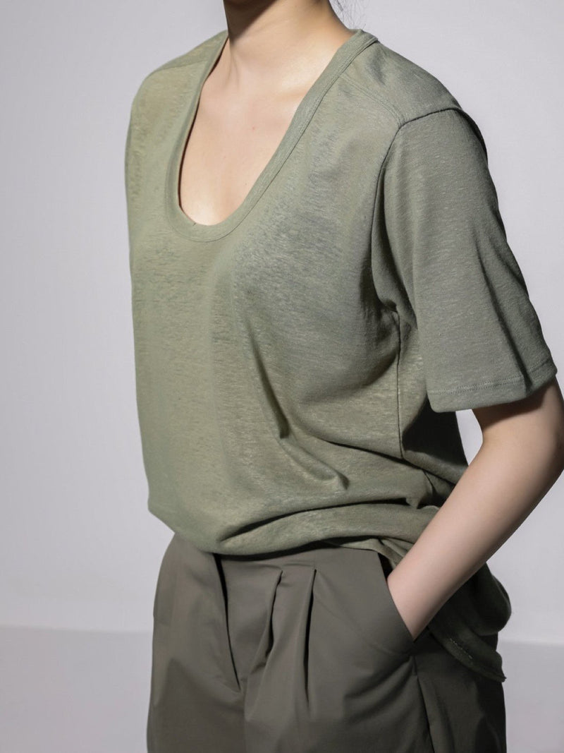 OVERSIZED HEMP U-NECK T-SHIRT