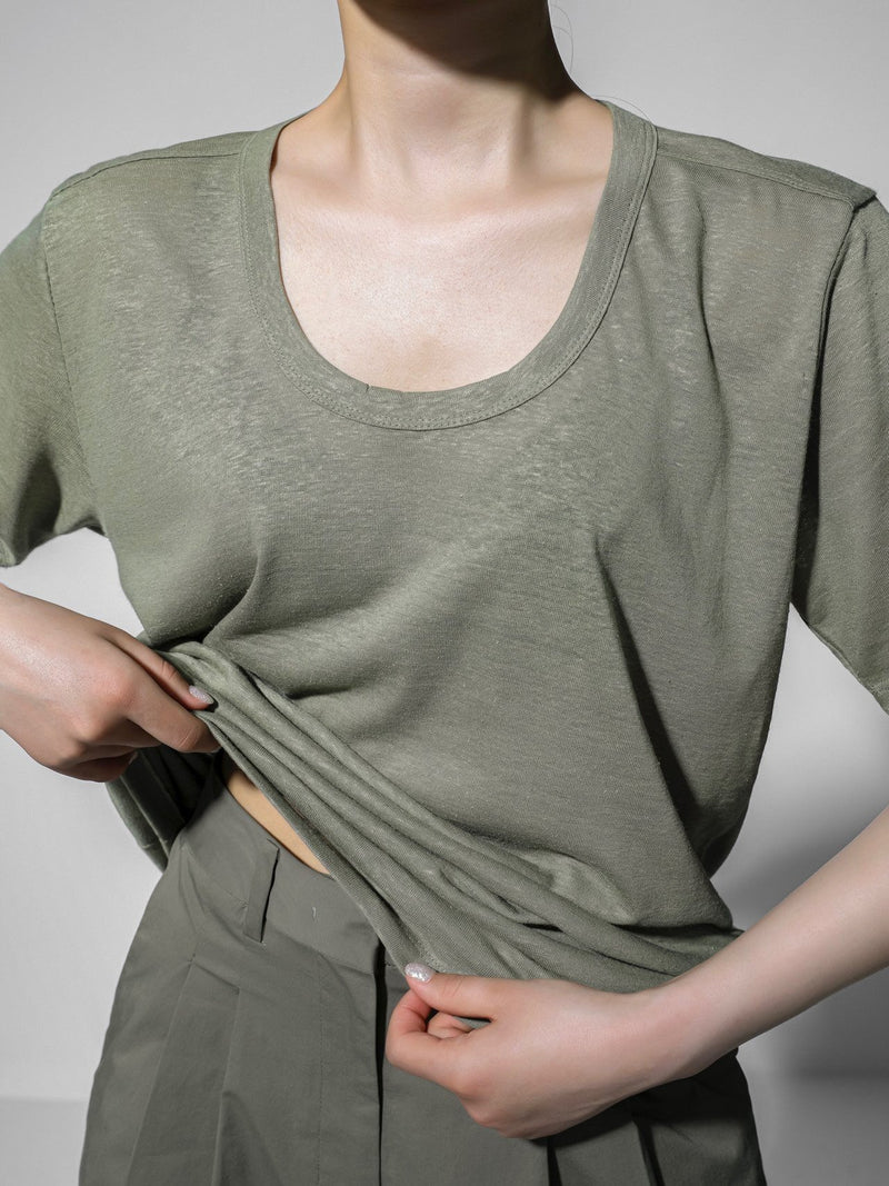 OVERSIZED HEMP U-NECK T-SHIRT