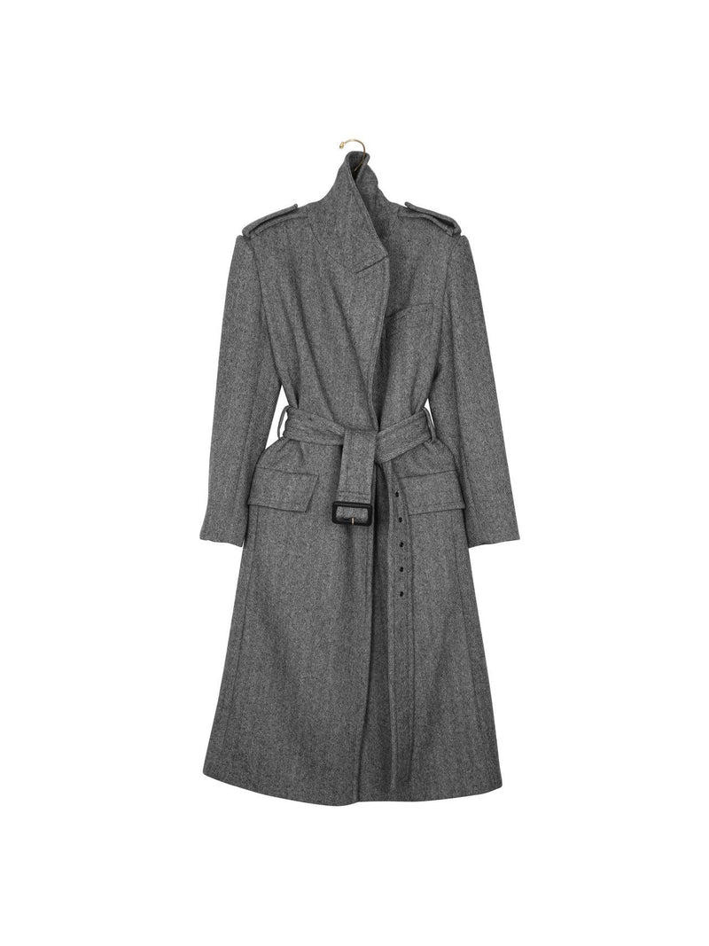 OVERSIZED HERRINGBONE BELTED COAT