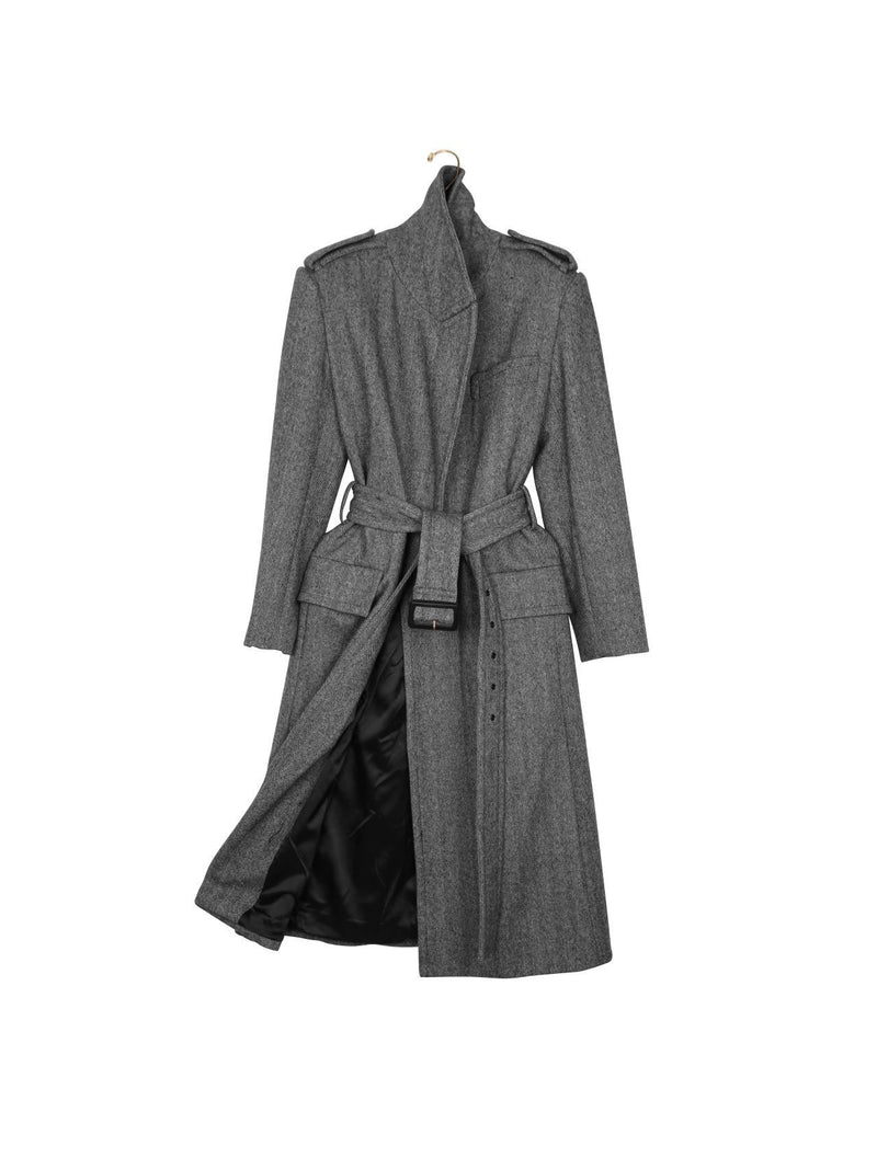 OVERSIZED HERRINGBONE BELTED COAT