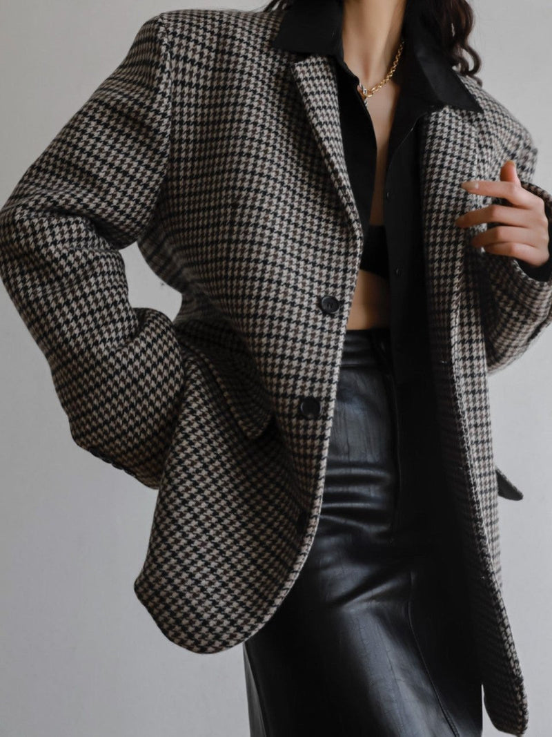 OVERSIZED HOUNDSTOOTH WOOL BLAZER