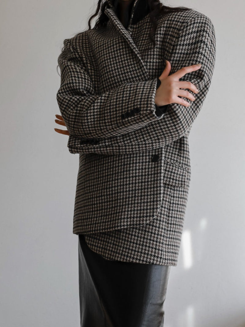 OVERSIZED HOUNDSTOOTH WOOL BLAZER