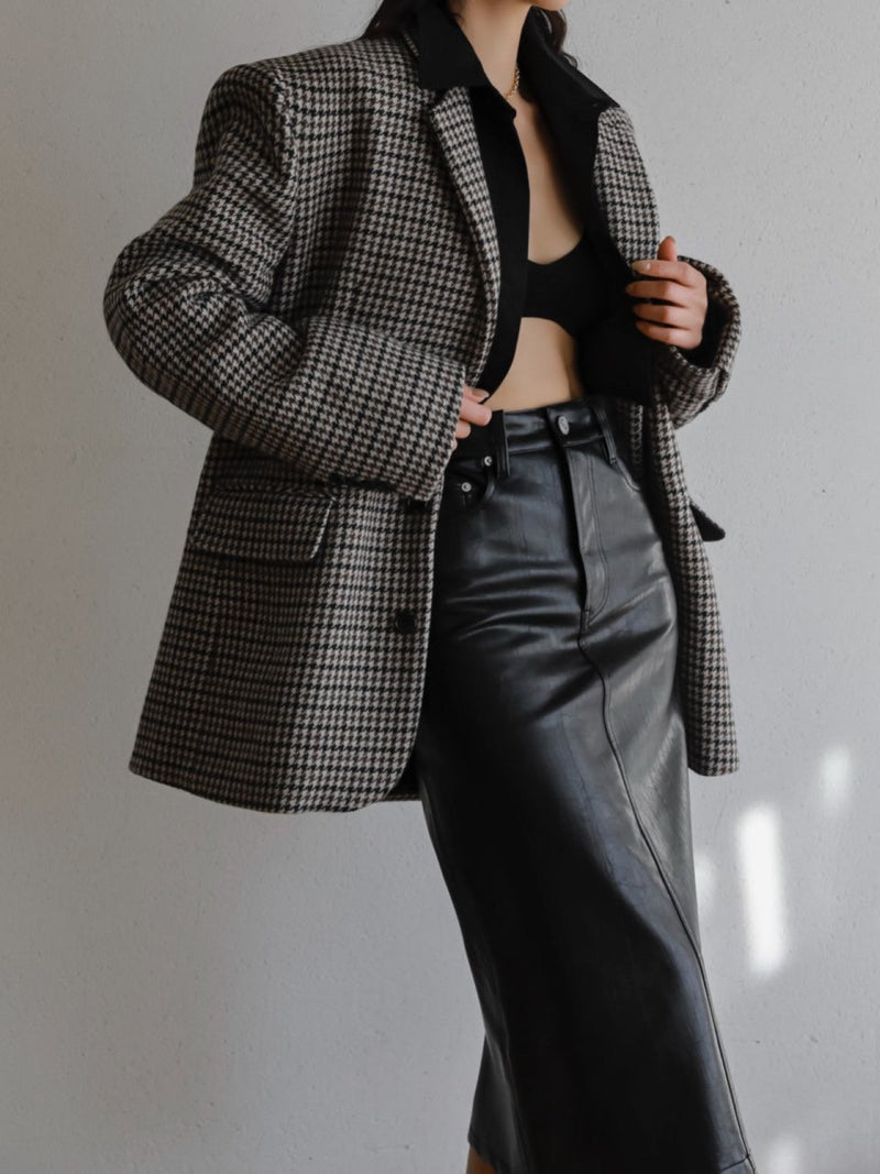 OVERSIZED HOUNDSTOOTH WOOL BLAZER