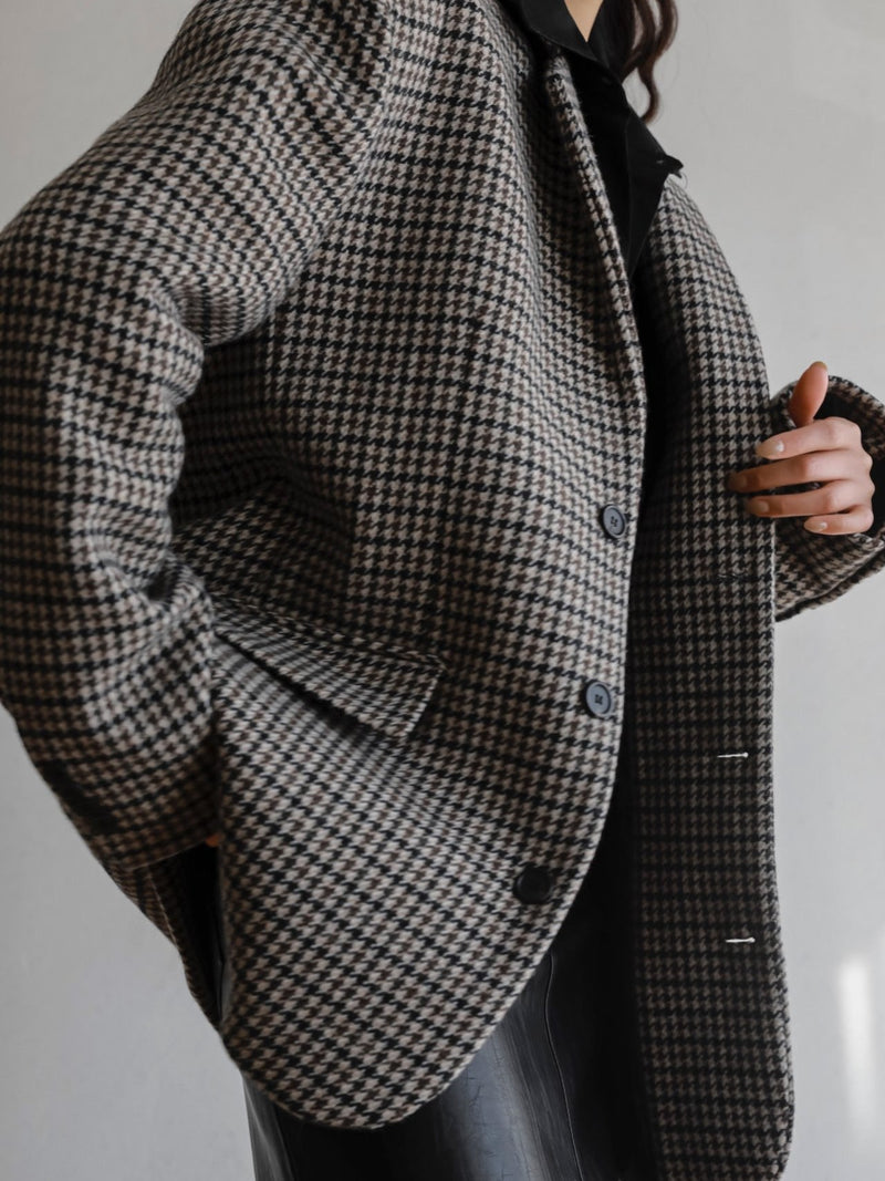 OVERSIZED HOUNDSTOOTH WOOL BLAZER